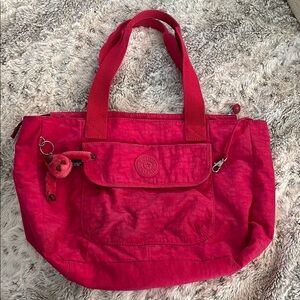 Kipling Hot Pink Tote Bag with hang tag charm.